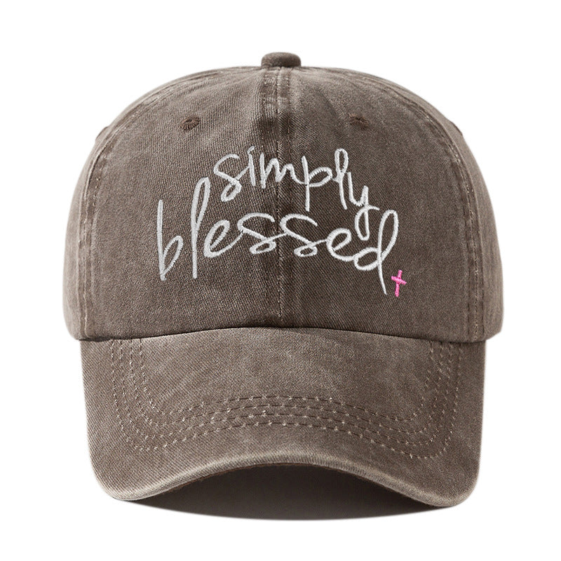 Simply Blessed Washed Embroidered Baseball Cap