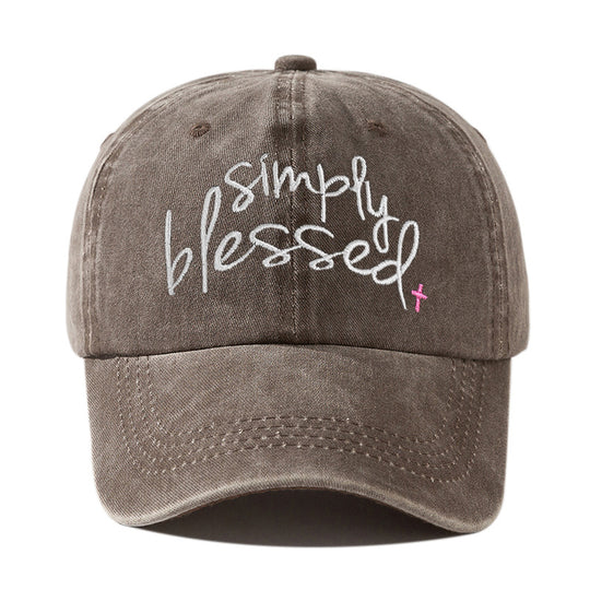 Simply Blessed Washed Embroidered Baseball Cap