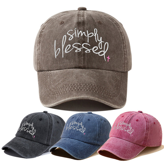 Simply Blessed Washed Embroidered Baseball Cap