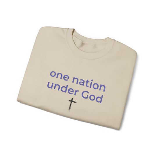 One Nation Under God Embroidered Sweatshirt | Christian Patriotic America 250 Crewneck