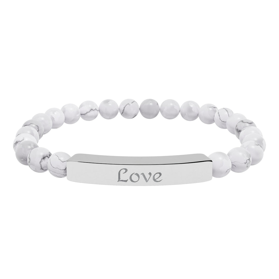 Love Engraved Stone Bar Bracelet Natural Stone Stretch Bracelet | Beaded Bracelet