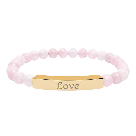 Love Engraved Stone Bar Bracelet Natural Stone Stretch Bracelet | Beaded Bracelet