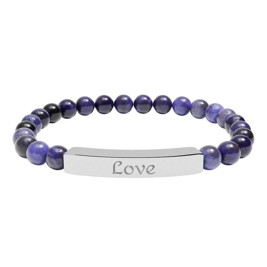 Love Engraved Stone Bar Bracelet Natural Stone Stretch Bracelet | Beaded Bracelet