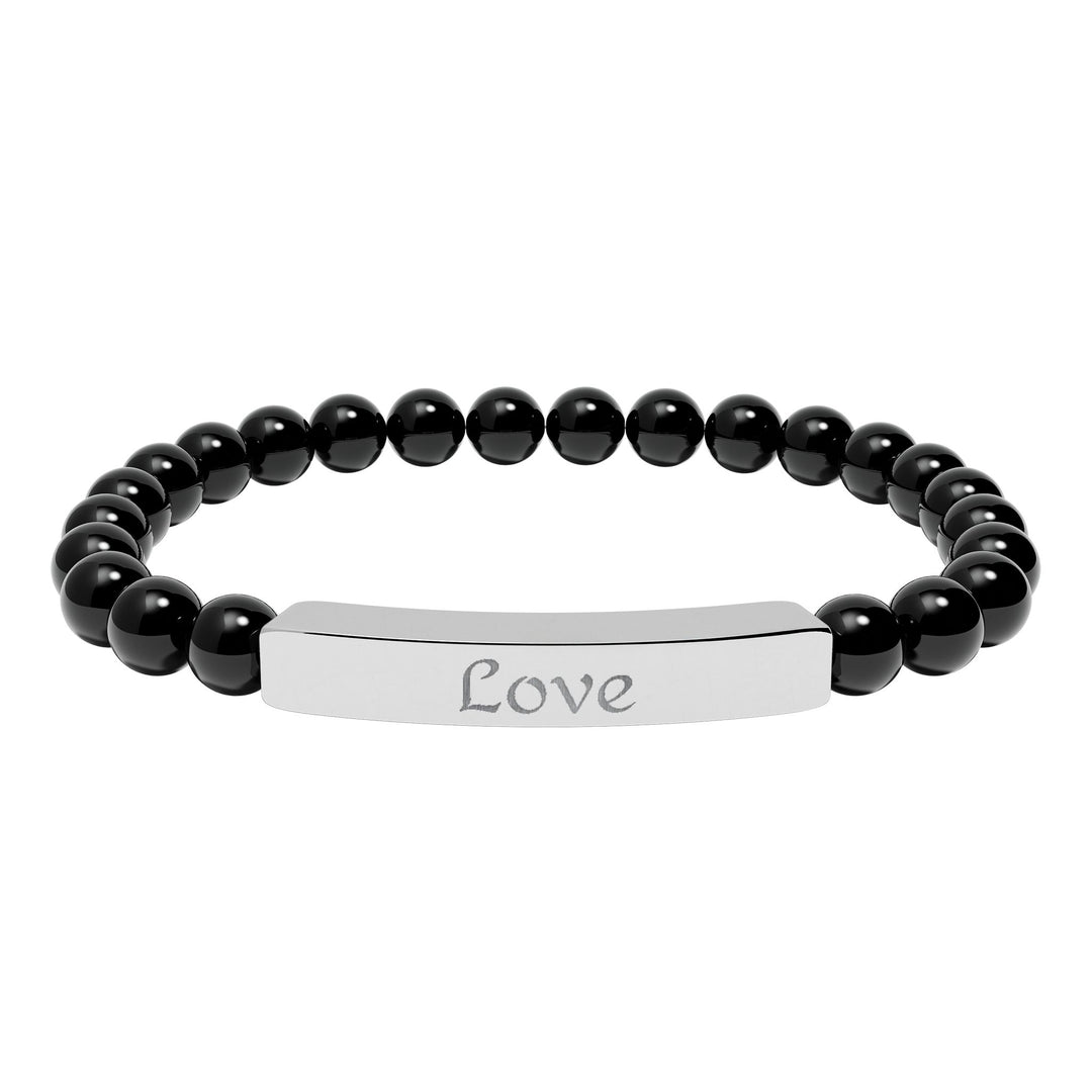 Love Engraved Stone Bar Bracelet Natural Stone Stretch Bracelet | Beaded Bracelet