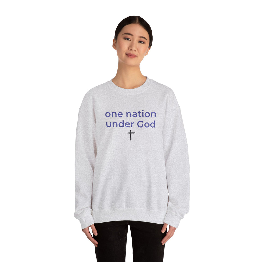 One Nation Under God Embroidered Sweatshirt | Christian Patriotic America 250 Crewneck