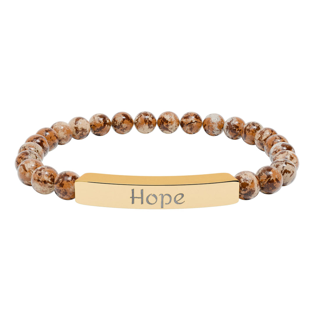 Hope Engraved Stone Bar Bracelet Natural Stone Stretch Bracelet | Beaded Bracelet