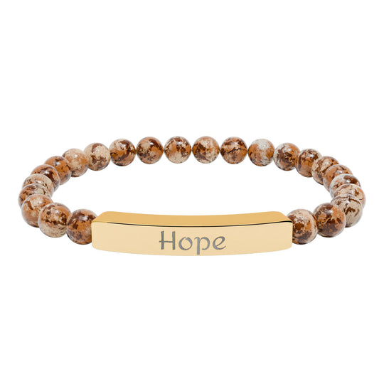 Hope Engraved Stone Bar Bracelet Natural Stone Stretch Bracelet | Beaded Bracelet
