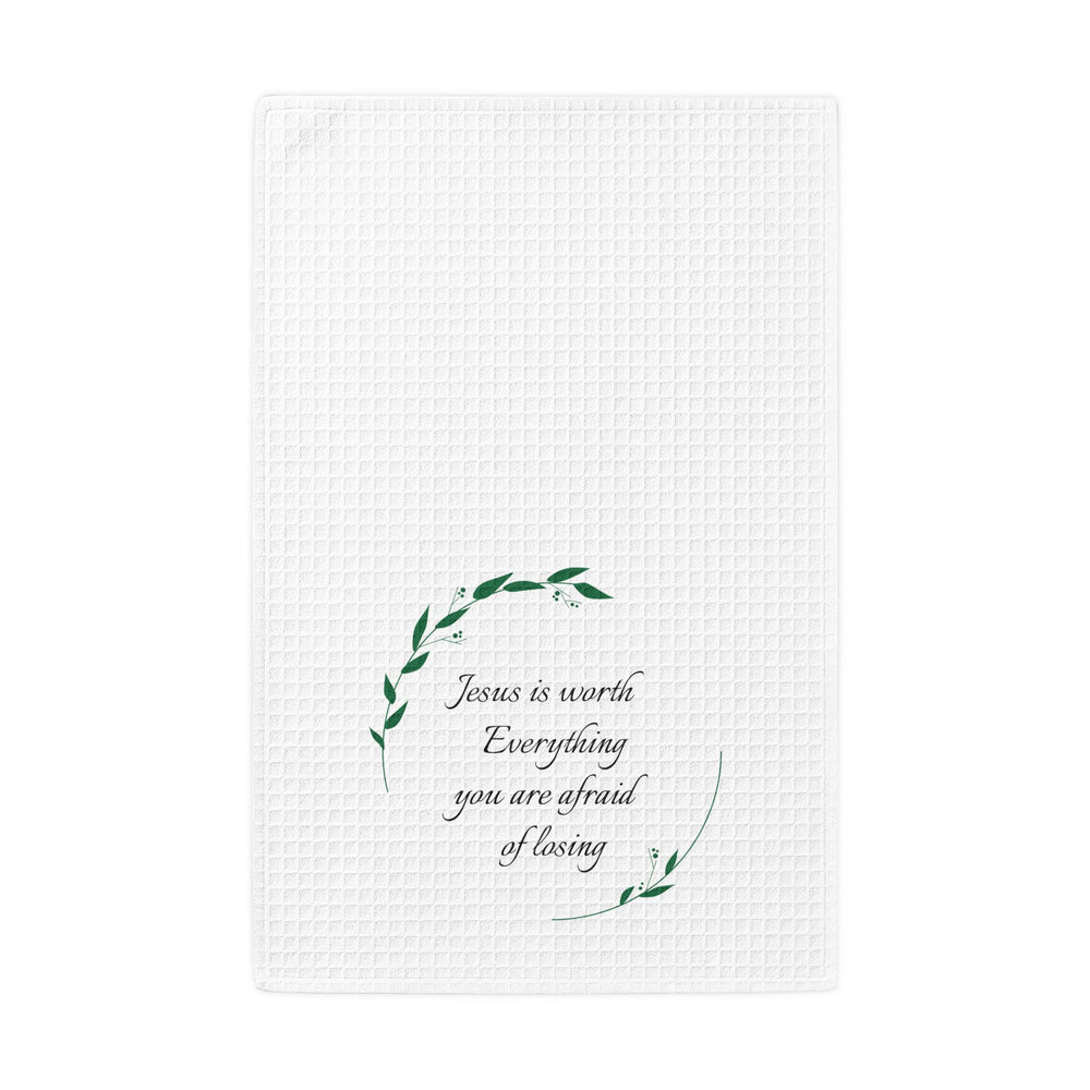 Jesus Is Worth Everything Kitchen Towel | Christian Waffle Dish Towel