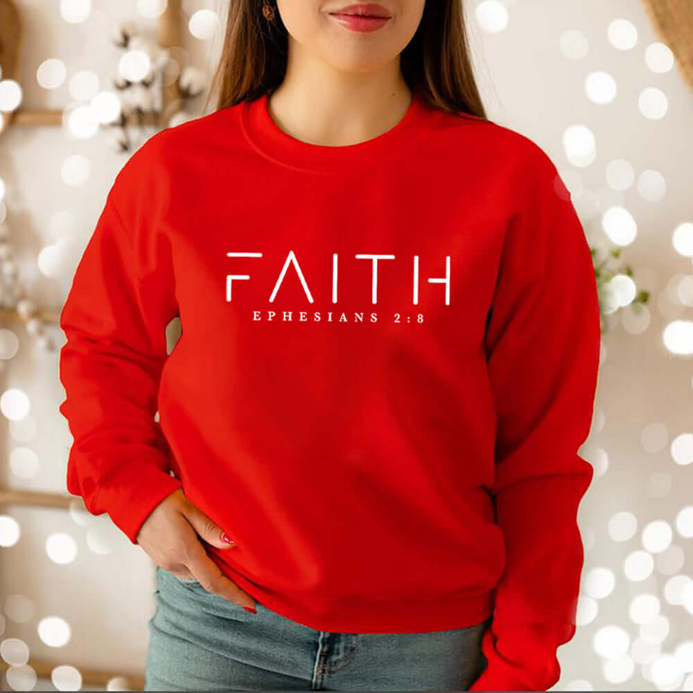 Faith Ephesians 2:8 Crew Neck Sweatshirt