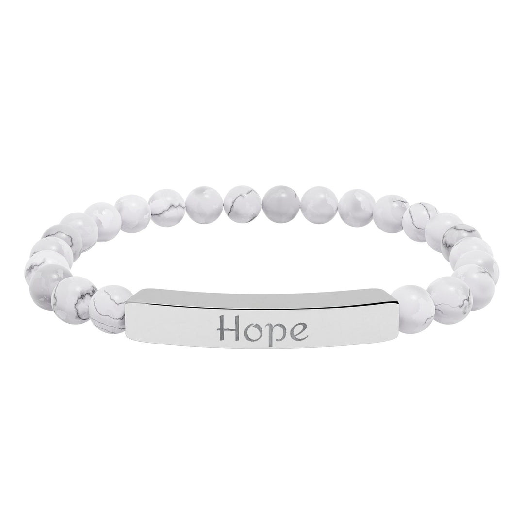 Hope Engraved Stone Bar Bracelet Natural Stone Stretch Bracelet | Beaded Bracelet