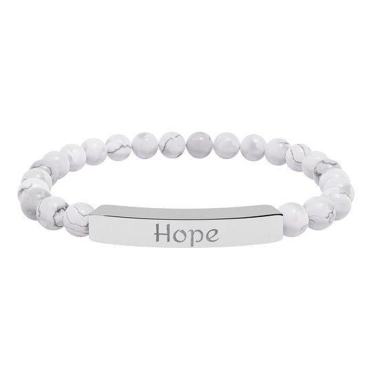 Hope Engraved Stone Bar Bracelet Natural Stone Stretch Bracelet | Beaded Bracelet