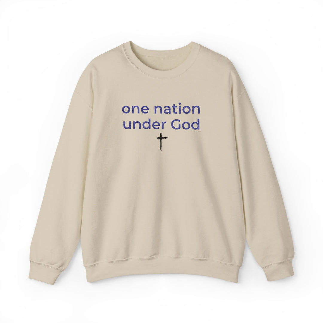 One Nation Under God Embroidered Sweatshirt | Christian Patriotic America 250 Crewneck