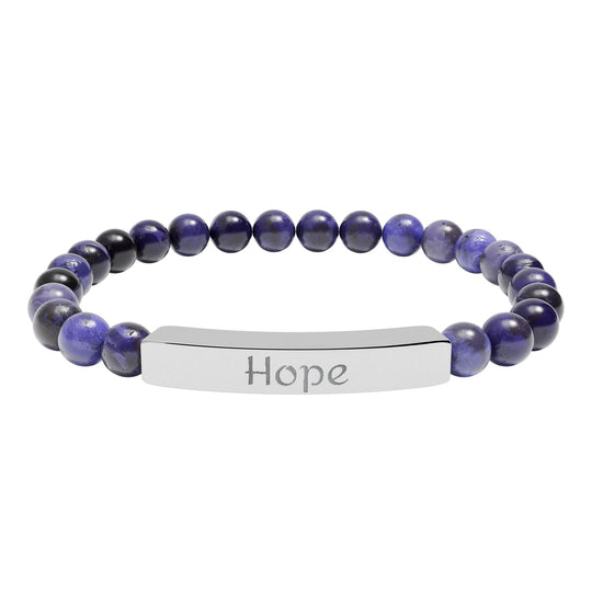 Hope Engraved Stone Bar Bracelet Natural Stone Stretch Bracelet | Beaded Bracelet