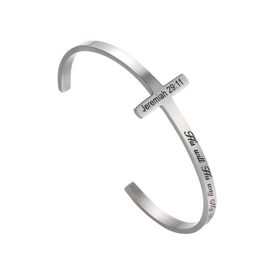 His Will His Way My Faith Titanium Steel Bracelet