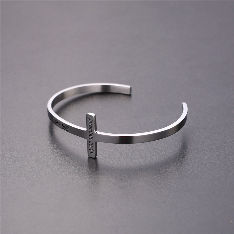 His Will His Way My Faith Titanium Steel Bracelet
