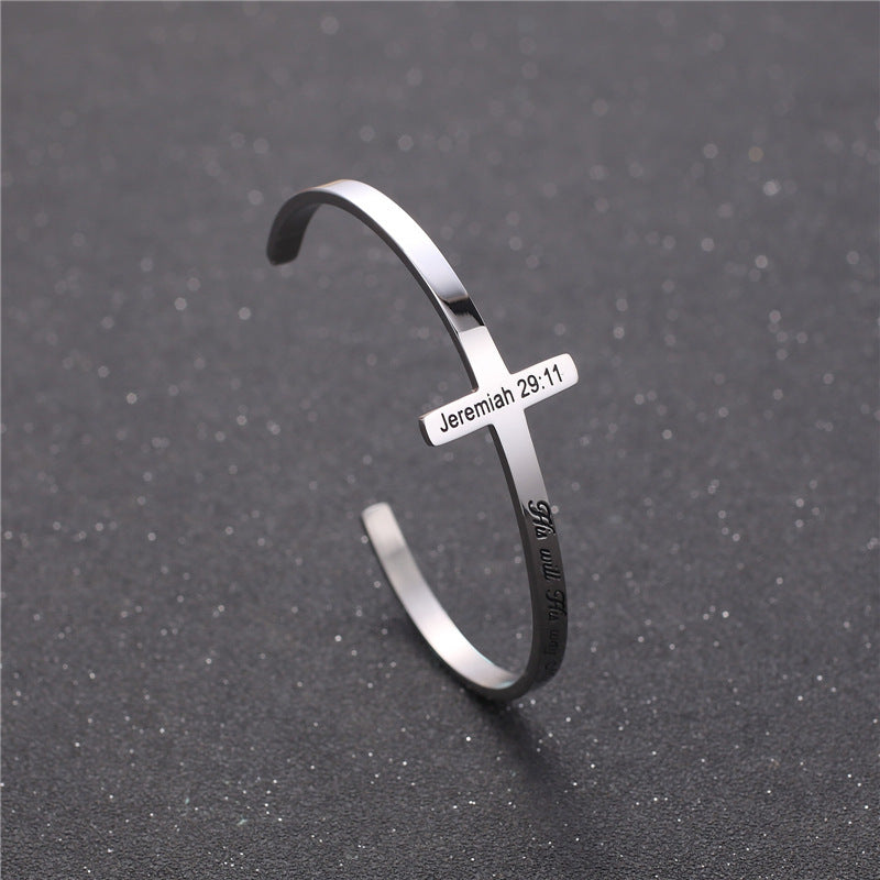 His Will His Way My Faith Titanium Steel Bracelet