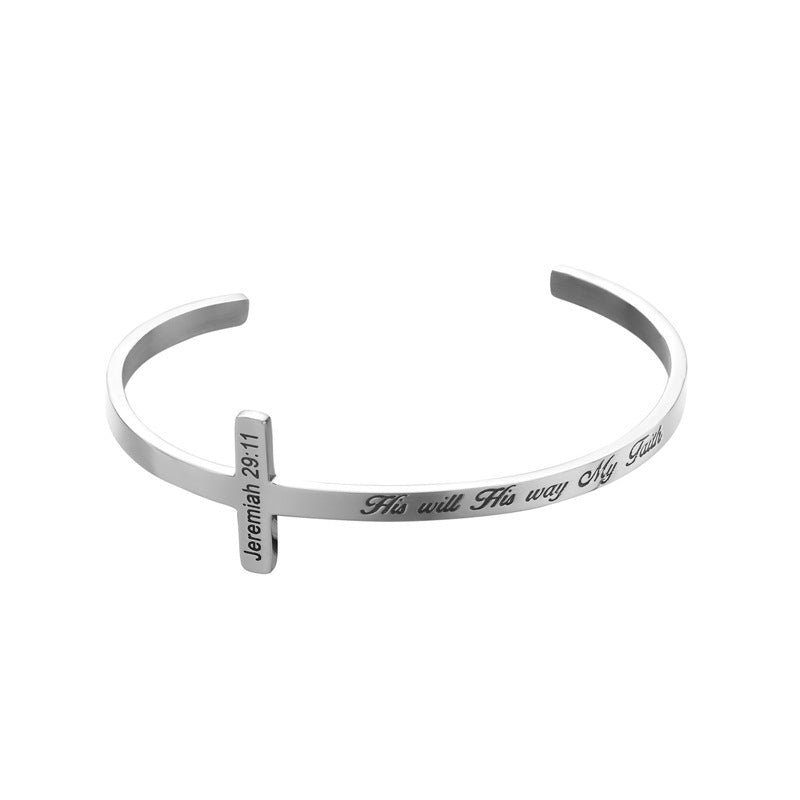 His Will His Way My Faith Titanium Steel Bracelet