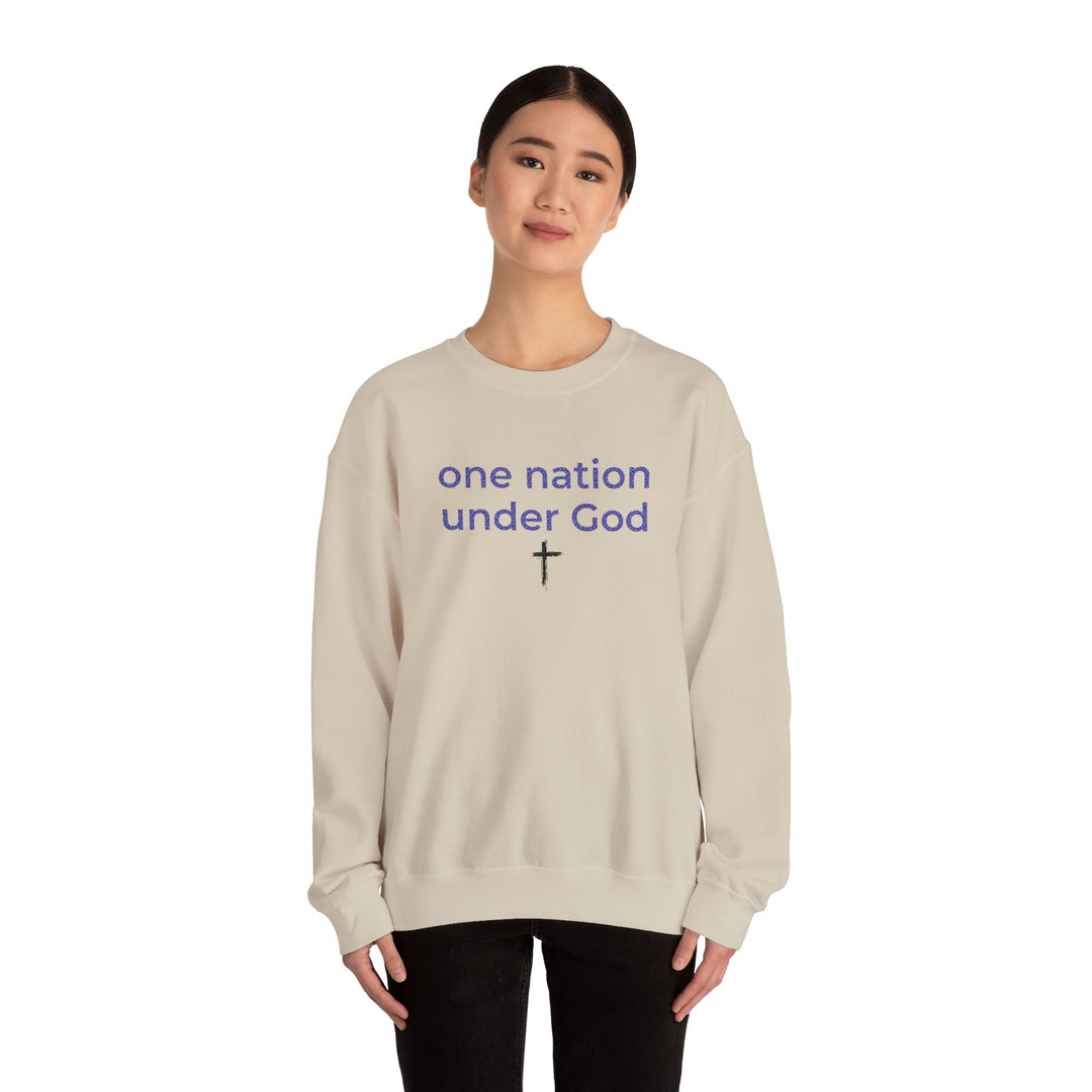 One Nation Under God Embroidered Sweatshirt | Christian Patriotic America 250 Crewneck