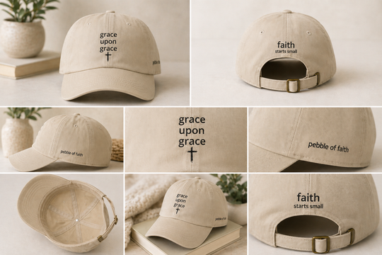 Grace Upon Grace Hat, Christian Baseball Cap, Faith Dad Hat, Stone Embroidered Hat, Minimalist Christian Gift for Women, Religious Apparel