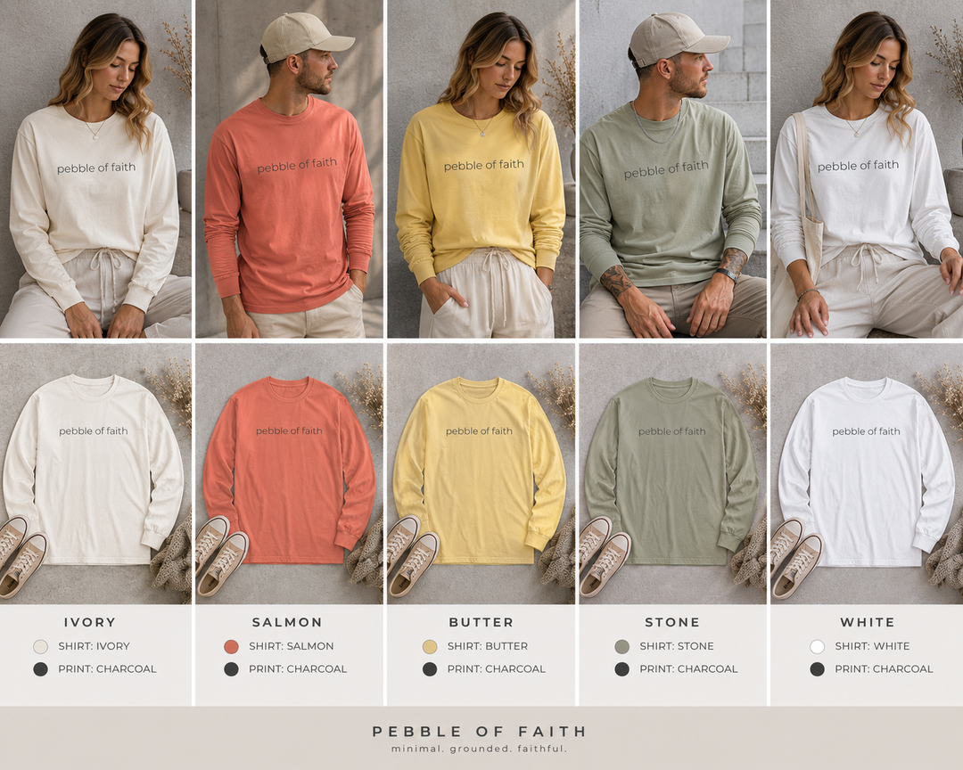 Pebble of Faith Signature Long Sleeve Tee | Christian Graphic Shirt