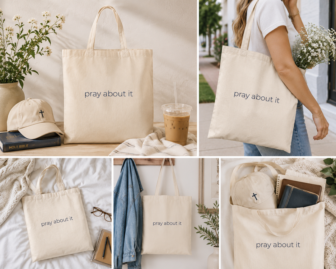 pray about it Tote Bag | Minimal Christian Canvas Tote | Everyday Faith Bag