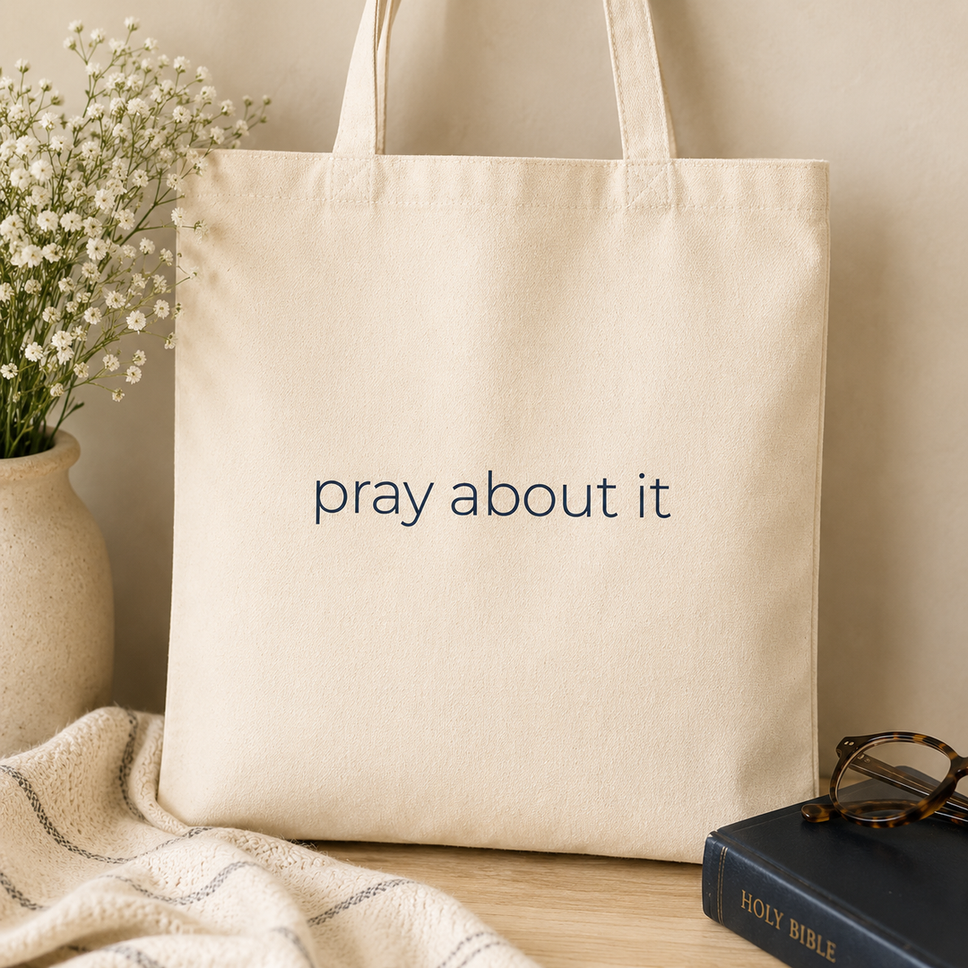 pray about it Tote Bag | Minimal Christian Canvas Tote | Everyday Faith Bag