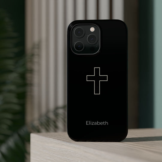 Personalized Magnetic Phone Case — Minimal Cross Design