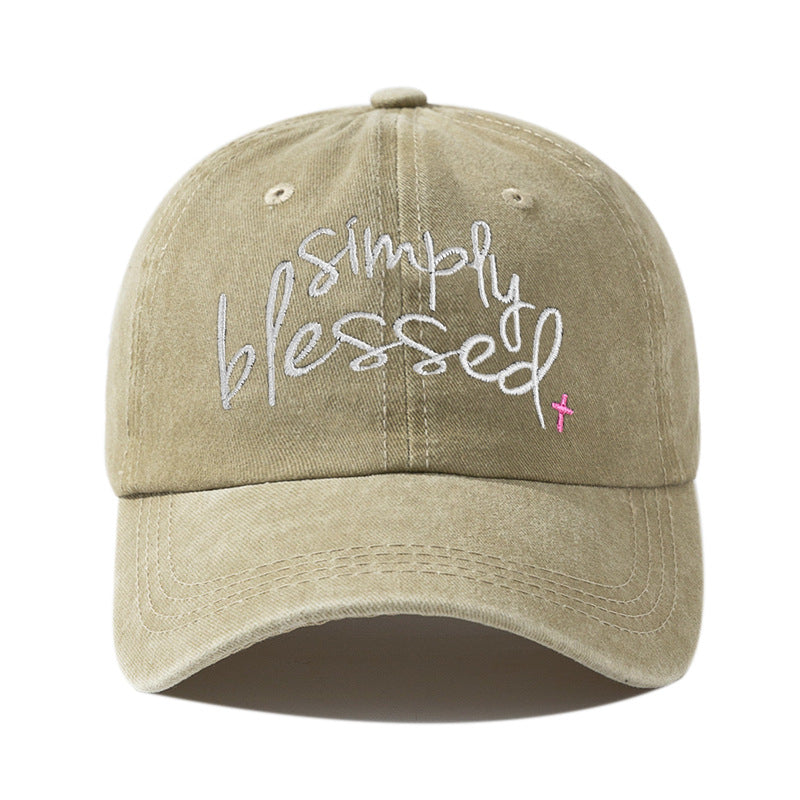 Simply Blessed Washed Embroidered Baseball Cap