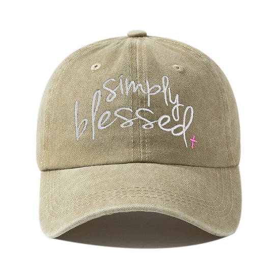 Simply Blessed Washed Embroidered Baseball Cap
