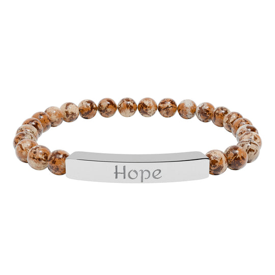 Hope Engraved Stone Bar Bracelet Natural Stone Stretch Bracelet | Beaded Bracelet