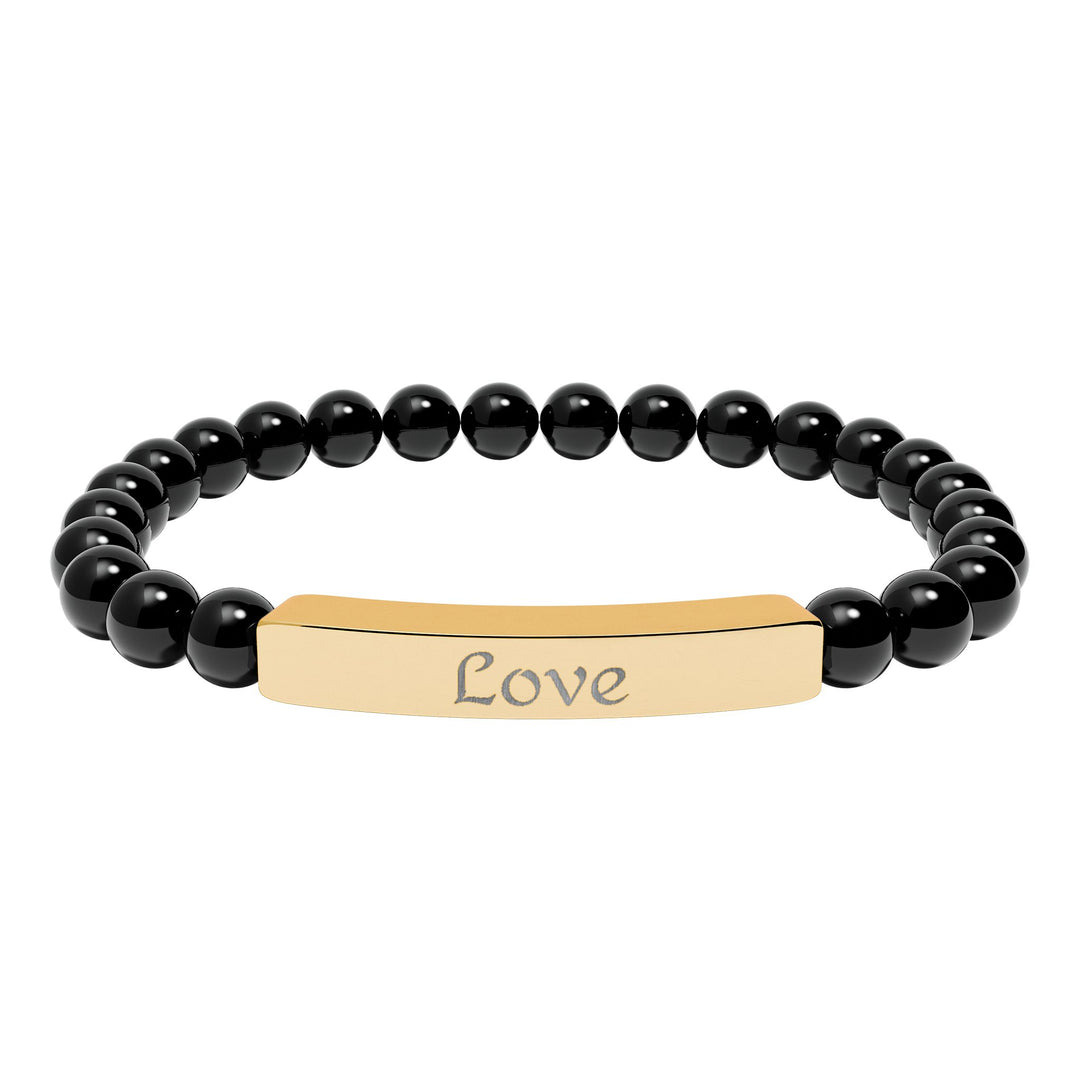 Love Engraved Stone Bar Bracelet Natural Stone Stretch Bracelet | Beaded Bracelet