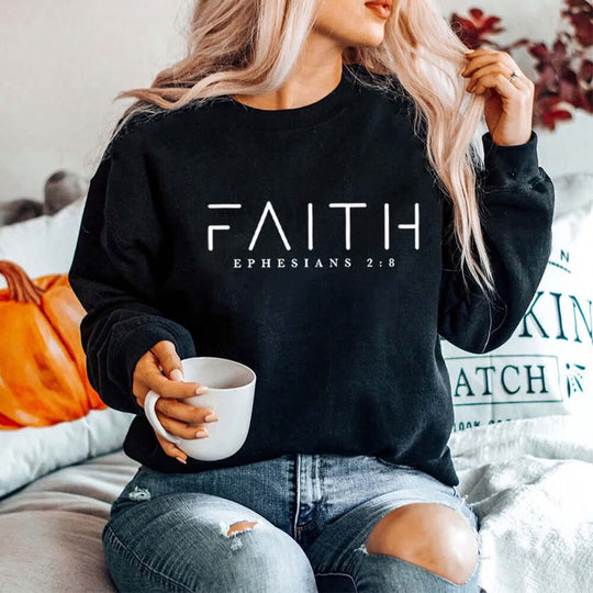 Faith Ephesians 2:8 Crew Neck Sweatshirt