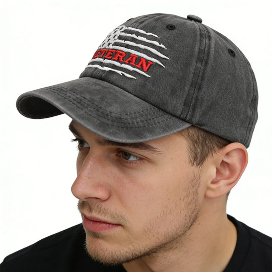 USA Patriotic Veteran Hat | Embroidered American Flag Baseball Cap