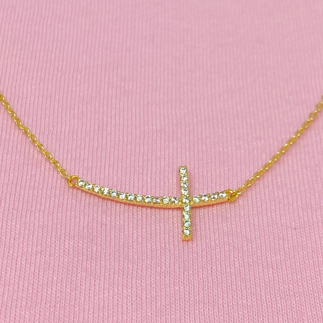 Shiny Side Cross Necklace-1