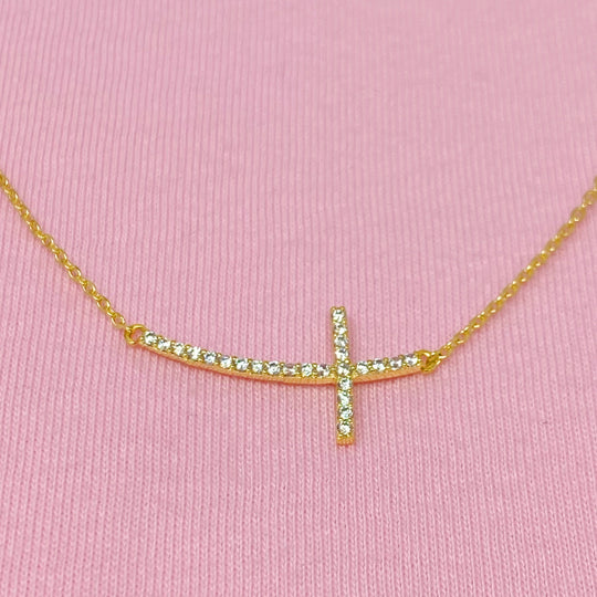 Shiny Side Cross Necklace-1