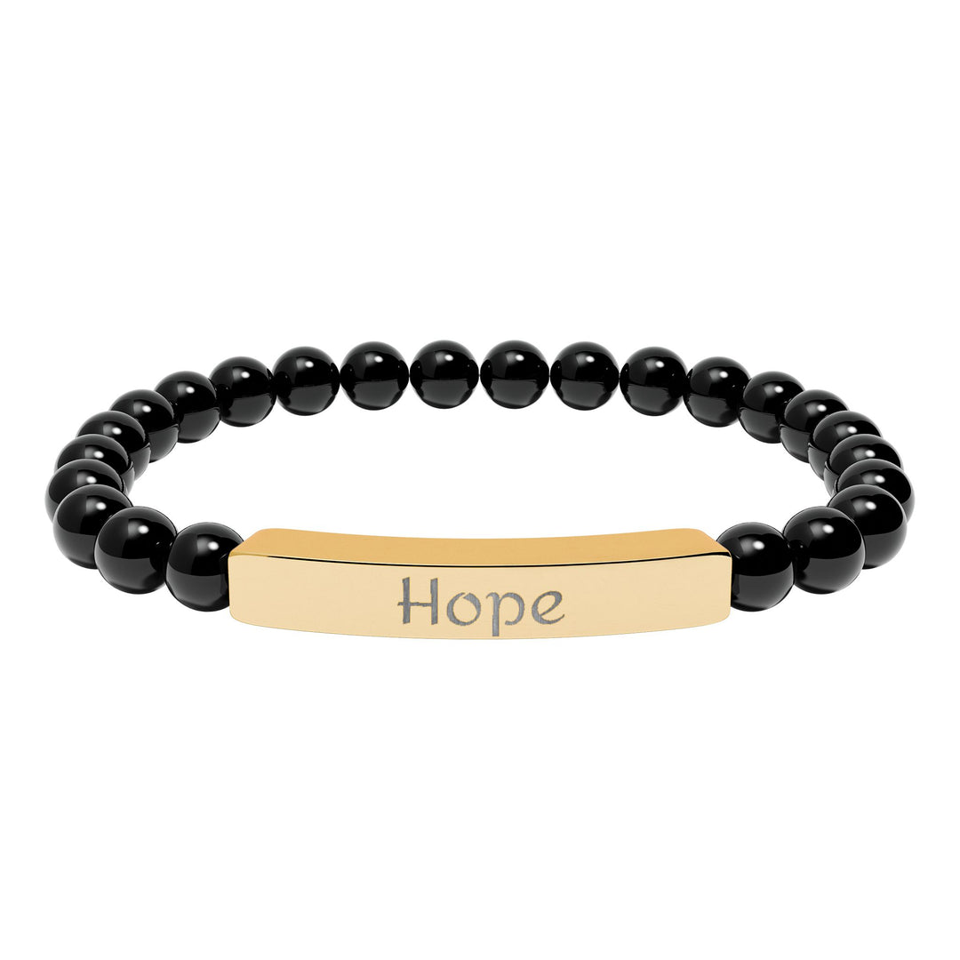 Hope Engraved Stone Bar Bracelet Natural Stone Stretch Bracelet | Beaded Bracelet