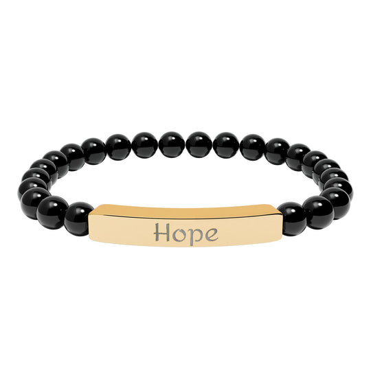 Hope Engraved Stone Bar Bracelet Natural Stone Stretch Bracelet | Beaded Bracelet