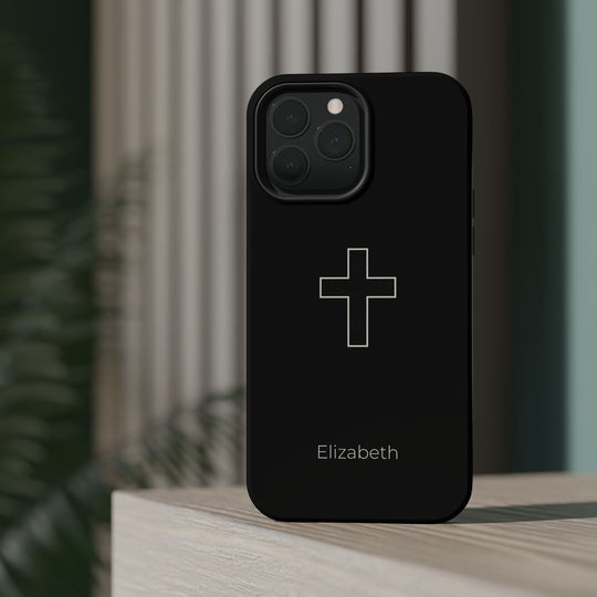 Personalized Magnetic Phone Case — Minimal Cross Design