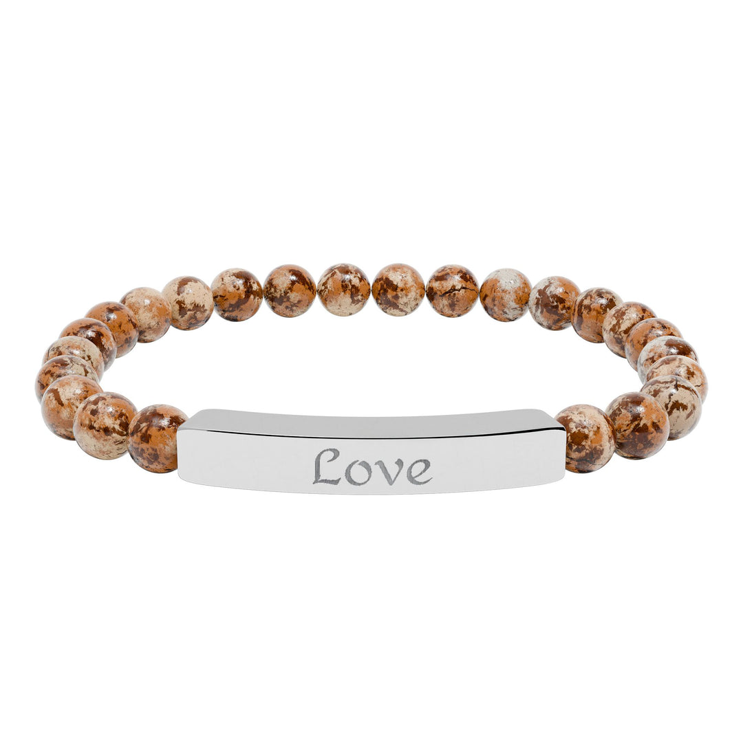 Love Engraved Stone Bar Bracelet Natural Stone Stretch Bracelet | Beaded Bracelet