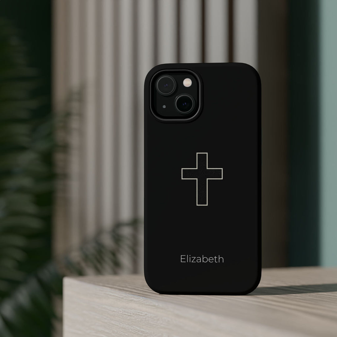 Personalized Magnetic Phone Case — Minimal Cross Design
