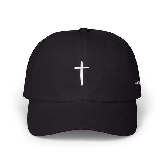 Black Cross Hat | Walk by Faith Embroidered Baseball Cap | Minimal Christian Dad Hat
