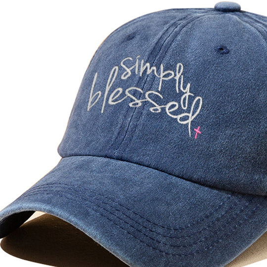 Simply Blessed Washed Embroidered Baseball Cap