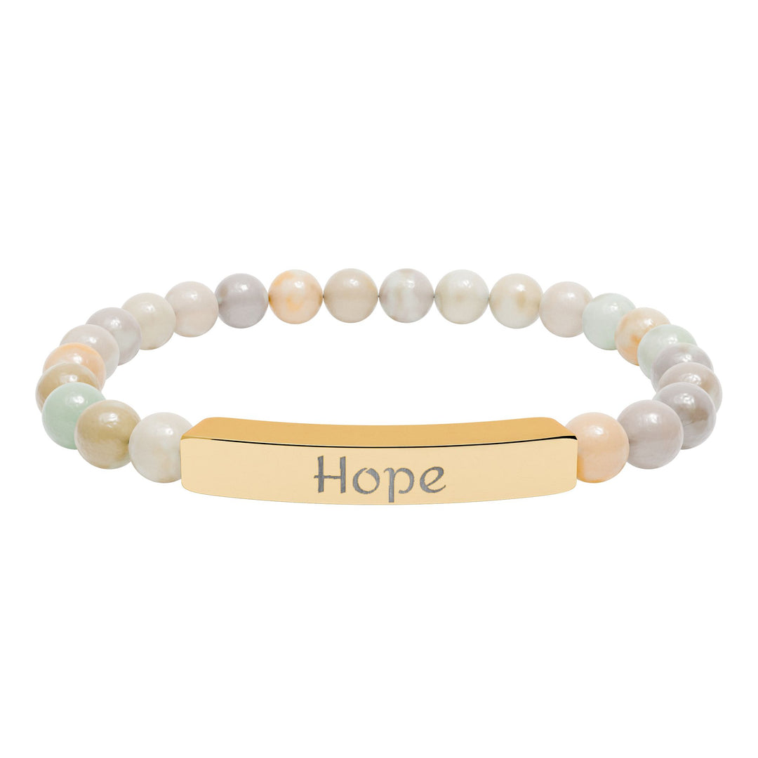 Hope Engraved Stone Bar Bracelet Natural Stone Stretch Bracelet | Beaded Bracelet