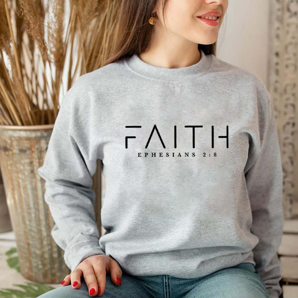 Faith Ephesians 2:8 Crew Neck Sweatshirt