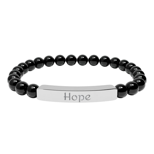 Hope Engraved Stone Bar Bracelet Natural Stone Stretch Bracelet | Beaded Bracelet
