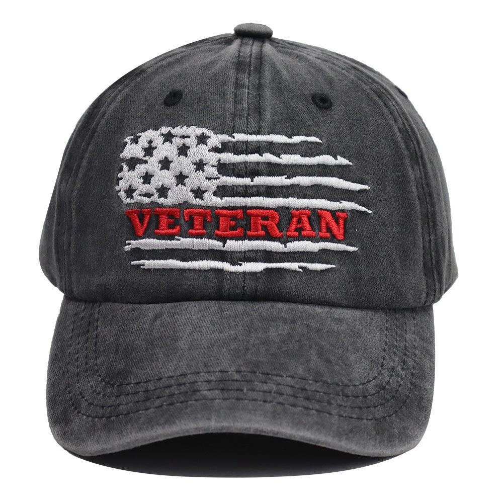 USA Patriotic Veteran Hat | Embroidered American Flag Baseball Cap