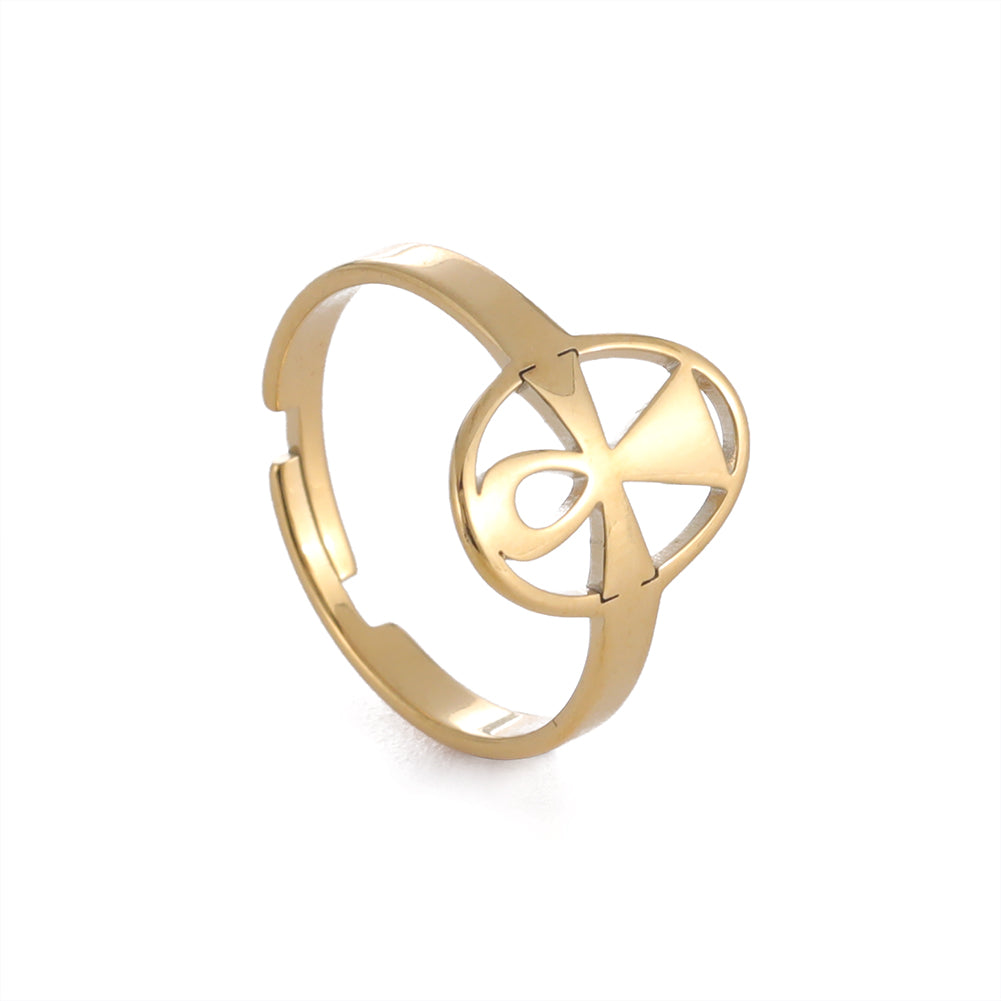 Stainless Steel Love Cross Ring – Minimalist Christian faith jewelry featuring a unique cross design.