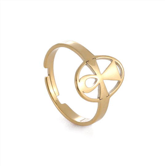 Stainless Steel Love Cross Ring – Minimalist Christian faith jewelry featuring a unique cross design.