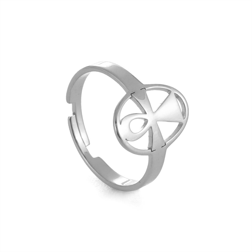Stainless Steel Love Cross Ring designed with an elegant cross symbol, representing faith and devotion.