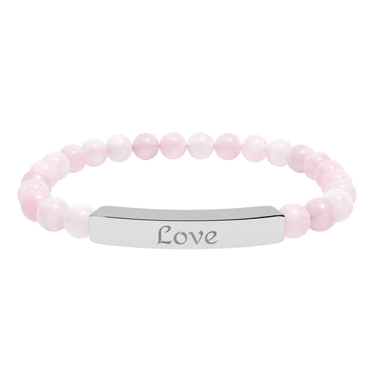 Love Engraved Stone Bar Bracelet Natural Stone Stretch Bracelet | Beaded Bracelet